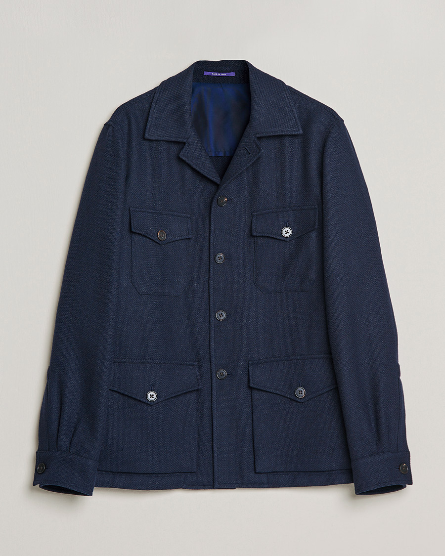 Men | Field Jackets | Ralph Lauren Purple Label | Snowden Tweed Field Jacket Navy