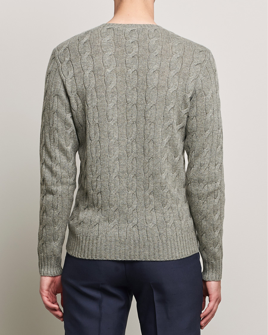 Men | Sweaters & Knitwear | Ralph Lauren Purple Label | Cashmere Cable Crewneck Light Grey