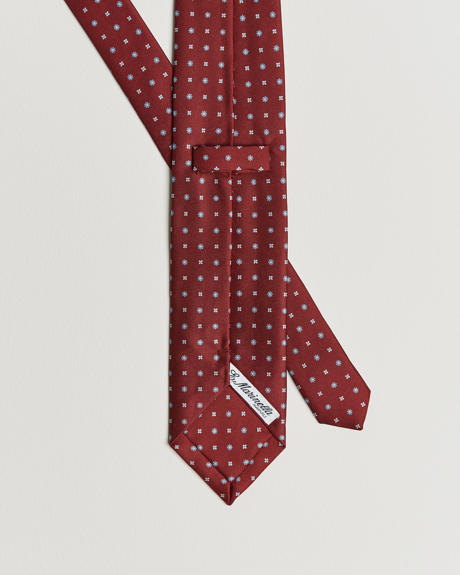 Men | E. Marinella 3-Fold Micro Pattern Silk Tie Red | E. Marinella | 3-Fold Micro Pattern Silk Tie Red