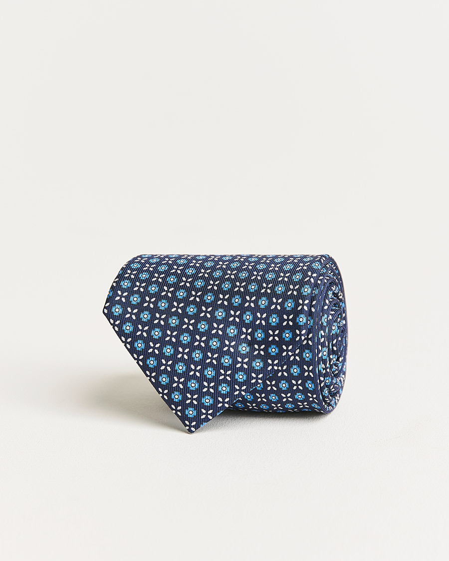 Men | E. Marinella 3-Fold Structured Silk Tie Dark Blue | E. Marinella | 3-Fold Structured Silk Tie Dark Blue