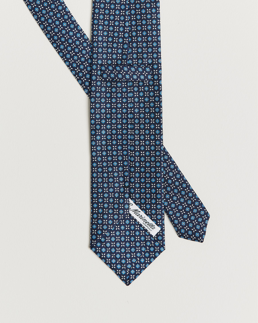 Men | E. Marinella 3-Fold Structured Silk Tie Dark Blue | E. Marinella | 3-Fold Structured Silk Tie Dark Blue