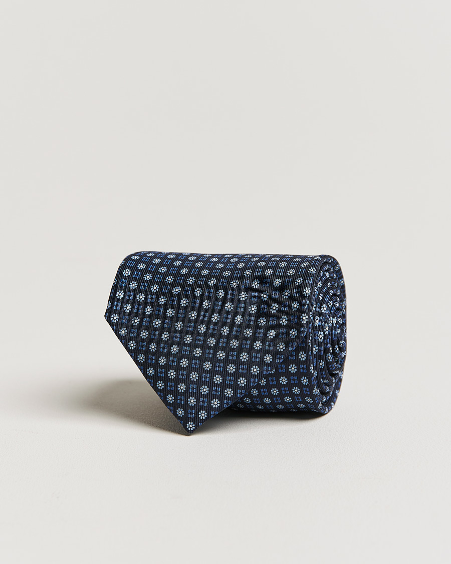 Men |  | E. Marinella | 3-Fold Micro Pattern Silk Tie Navy