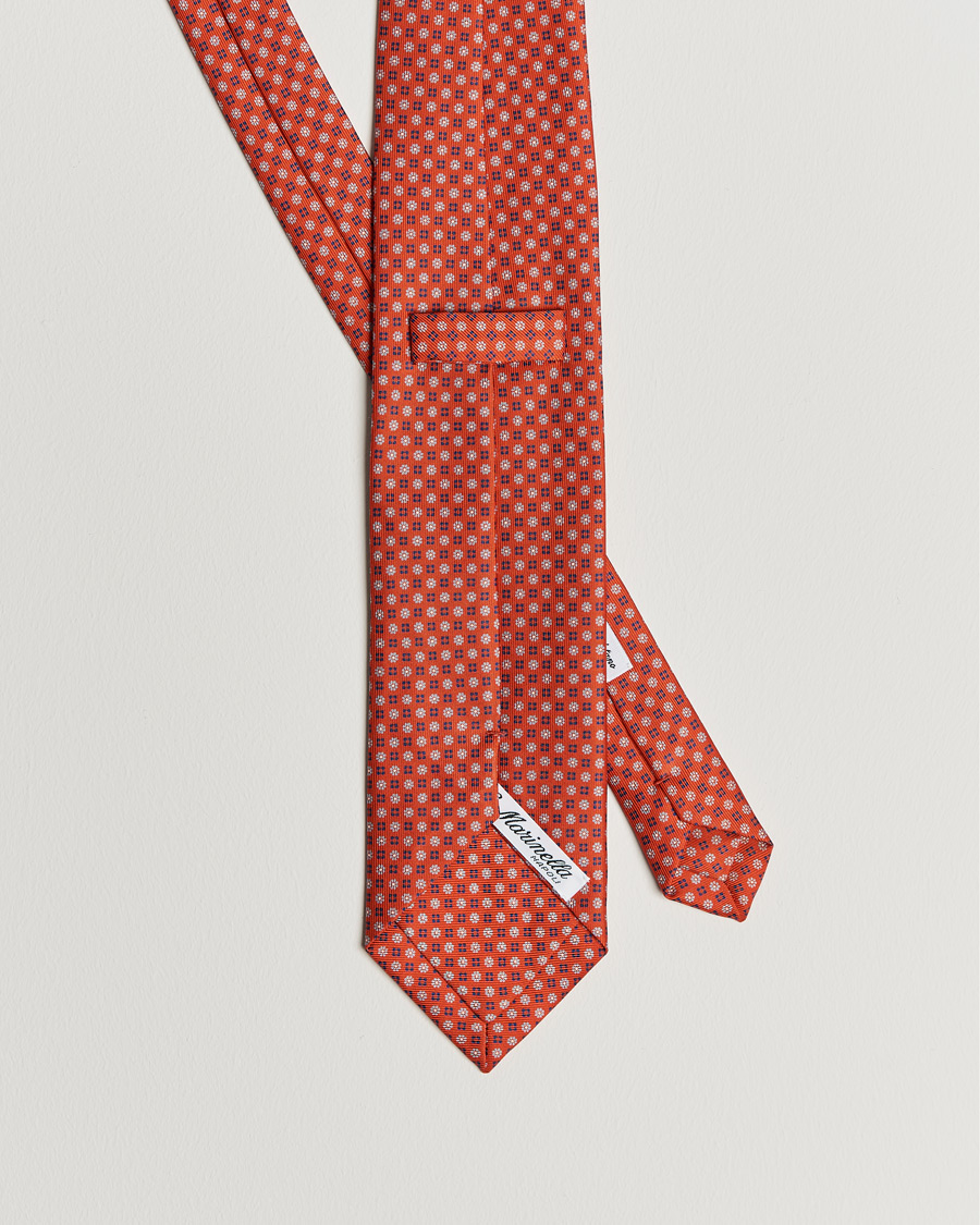 Men | Ties | E. Marinella | 3-Fold Micro Pattern Silk Tie Orange
