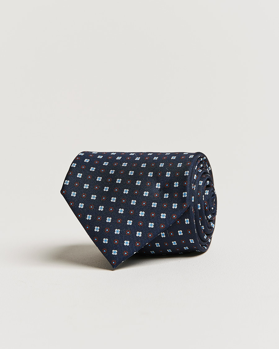Men | E. Marinella 3-Fold Micro Dot Silk Tie Navy | E. Marinella | 3-Fold Micro Dot Silk Tie Navy