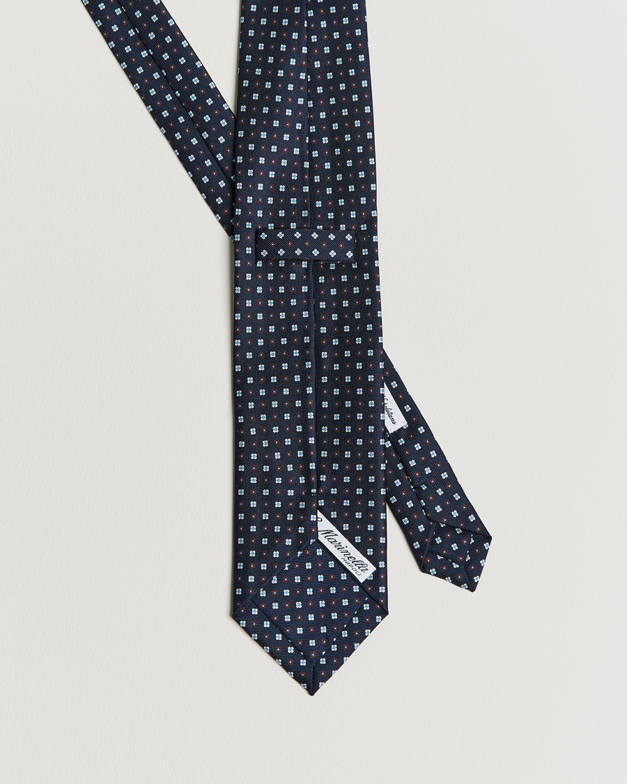 Men | E. Marinella 3-Fold Micro Dot Silk Tie Navy | E. Marinella | 3-Fold Micro Dot Silk Tie Navy