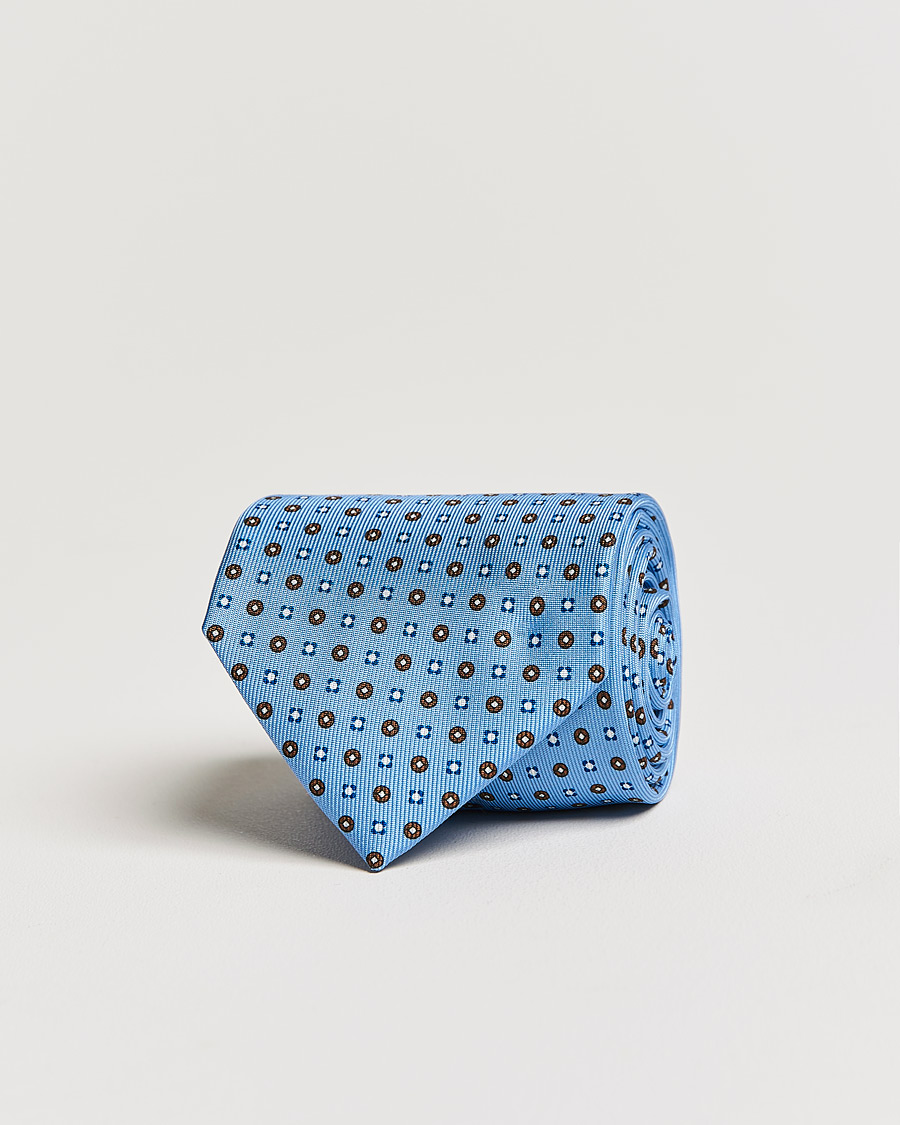 Men |  | E. Marinella | 3-Fold Micro Dot Silk Tie Light Blue