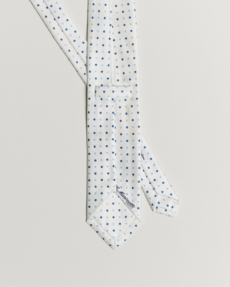 Men | E. Marinella 3-Fold Flower Silk Tie White | E. Marinella | 3-Fold Flower Silk Tie White