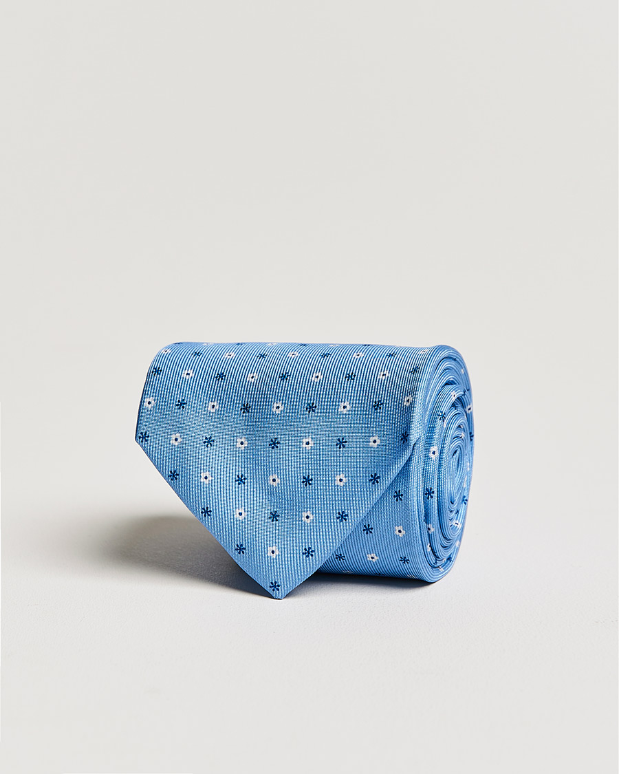 Men | E. Marinella 3-Fold Flower Silk Tie Light Blue | E. Marinella | 3-Fold Flower Silk Tie Light Blue
