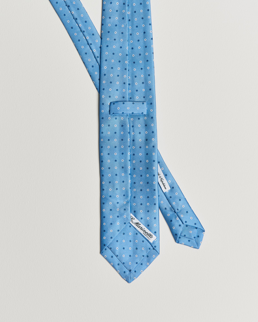 Men | E. Marinella 3-Fold Flower Silk Tie Light Blue | E. Marinella | 3-Fold Flower Silk Tie Light Blue