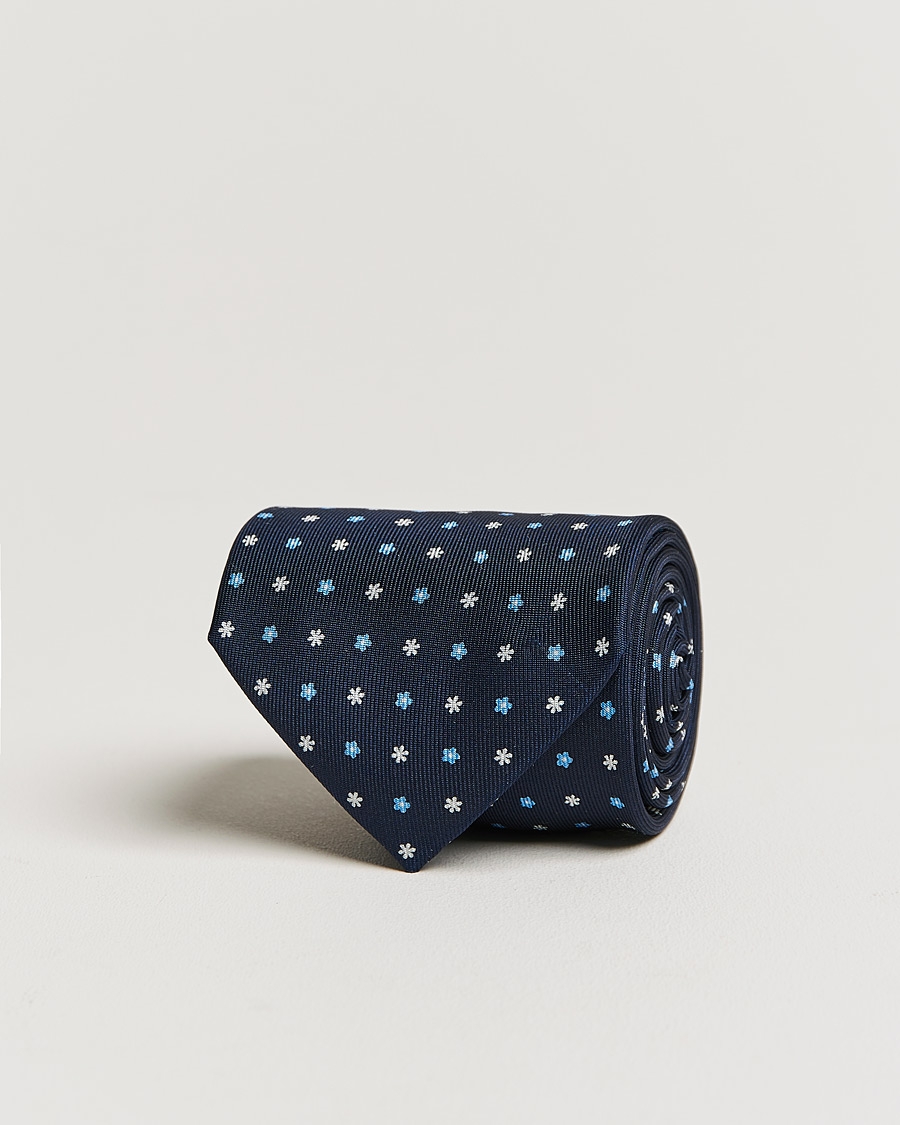 Men | E. Marinella 3-Fold Flower Silk Tie Navy | E. Marinella | 3-Fold Flower Silk Tie Navy