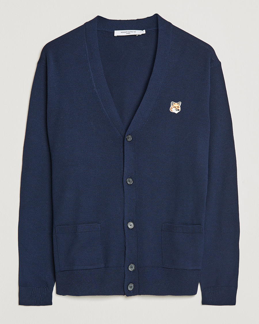 Men | Sweaters & Knitwear | Maison Kitsuné | Fox Head Wool Cardigan Navy