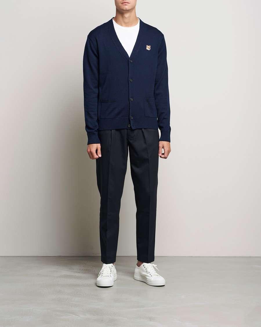 Men | Sweaters & Knitwear | Maison Kitsuné | Fox Head Wool Cardigan Navy