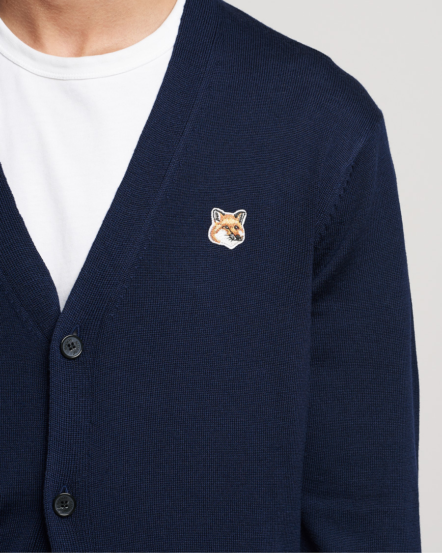 Men | Sweaters & Knitwear | Maison Kitsuné | Fox Head Wool Cardigan Navy