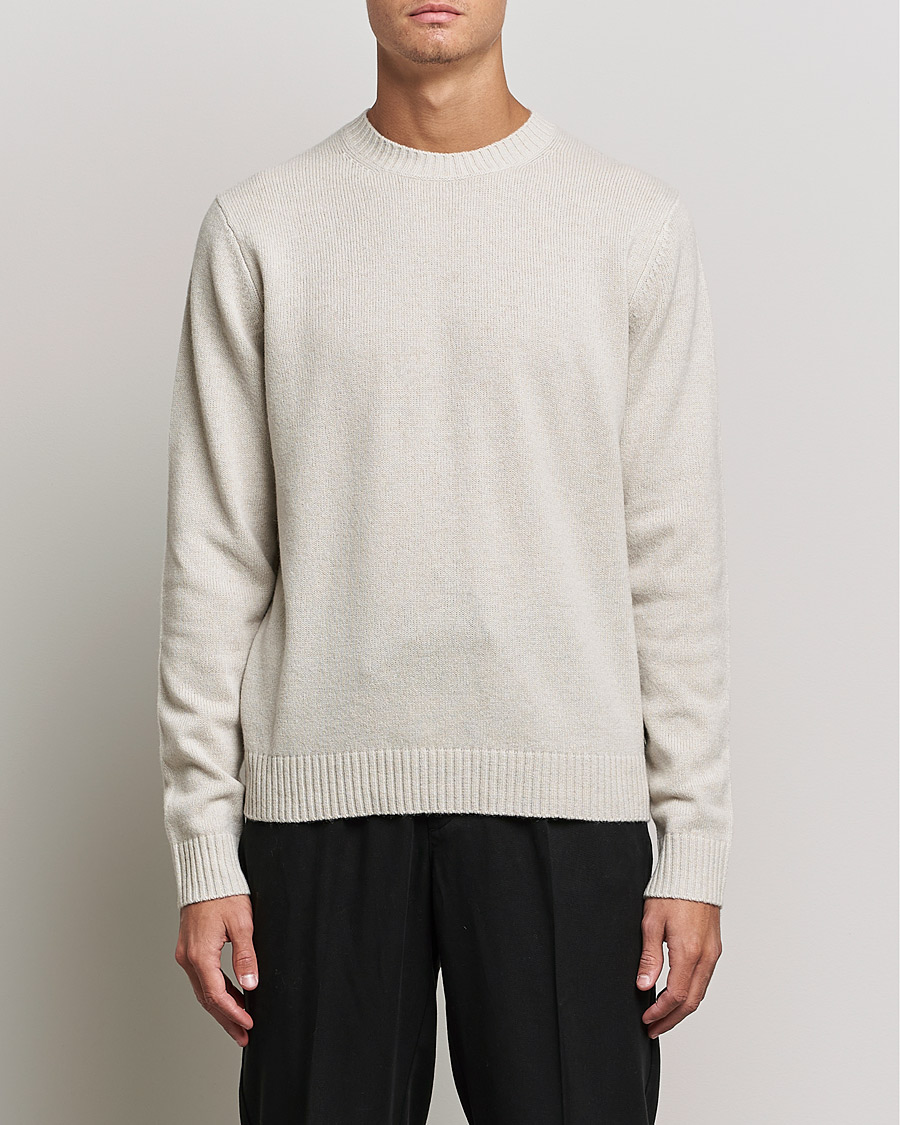 Men | Sweaters & Knitwear | Samsøe Samsøe | Samsøe & Samsøe Syllie Wool Crew Neck Oatmeal