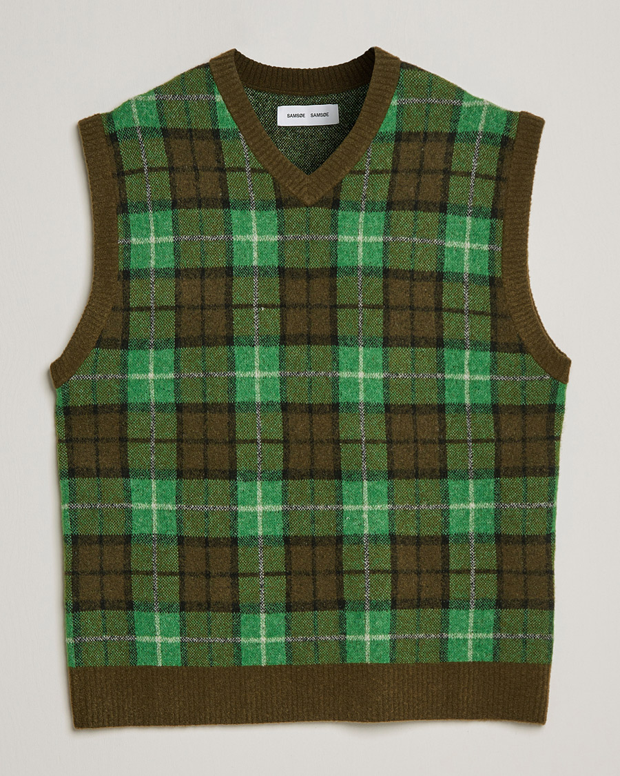 Men | Sweaters & Knitwear | Samsøe Samsøe | Samsøe & Samsøe James Fine Merino Knitted Vest Medium Green