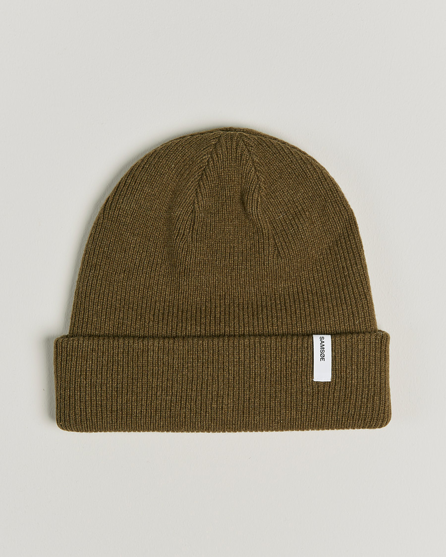 Men | Samsøe & Samsøe Lambswool Beanie Dark Olive | Samsøe Samsøe | Samsøe & Samsøe Lambswool Beanie Dark Olive
