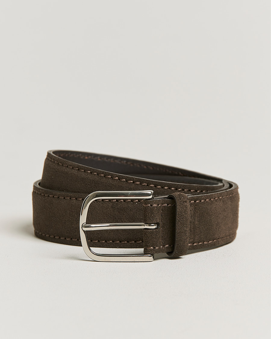 Men | Orciani Suede Belt 3,5 cm Dark Brown | Orciani | Suede Belt 3,5 cm Dark Brown