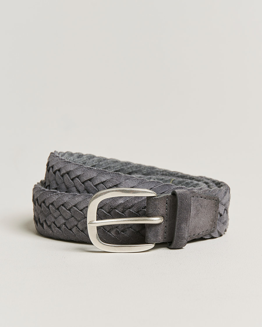 Men |  | Orciani | Braided Suede Belt 3,5 cm Dark Grey