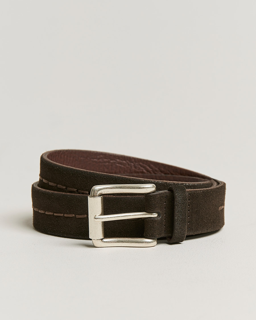 Men |  | Orciani | Stitched Suede Belt 3 cm Dark Brown