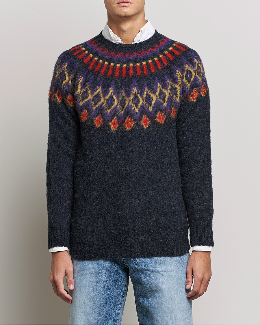 Men | Christmas sweaters | Howlin' | Brushed Wool Fair Isle Crew Sweater Charcoal
