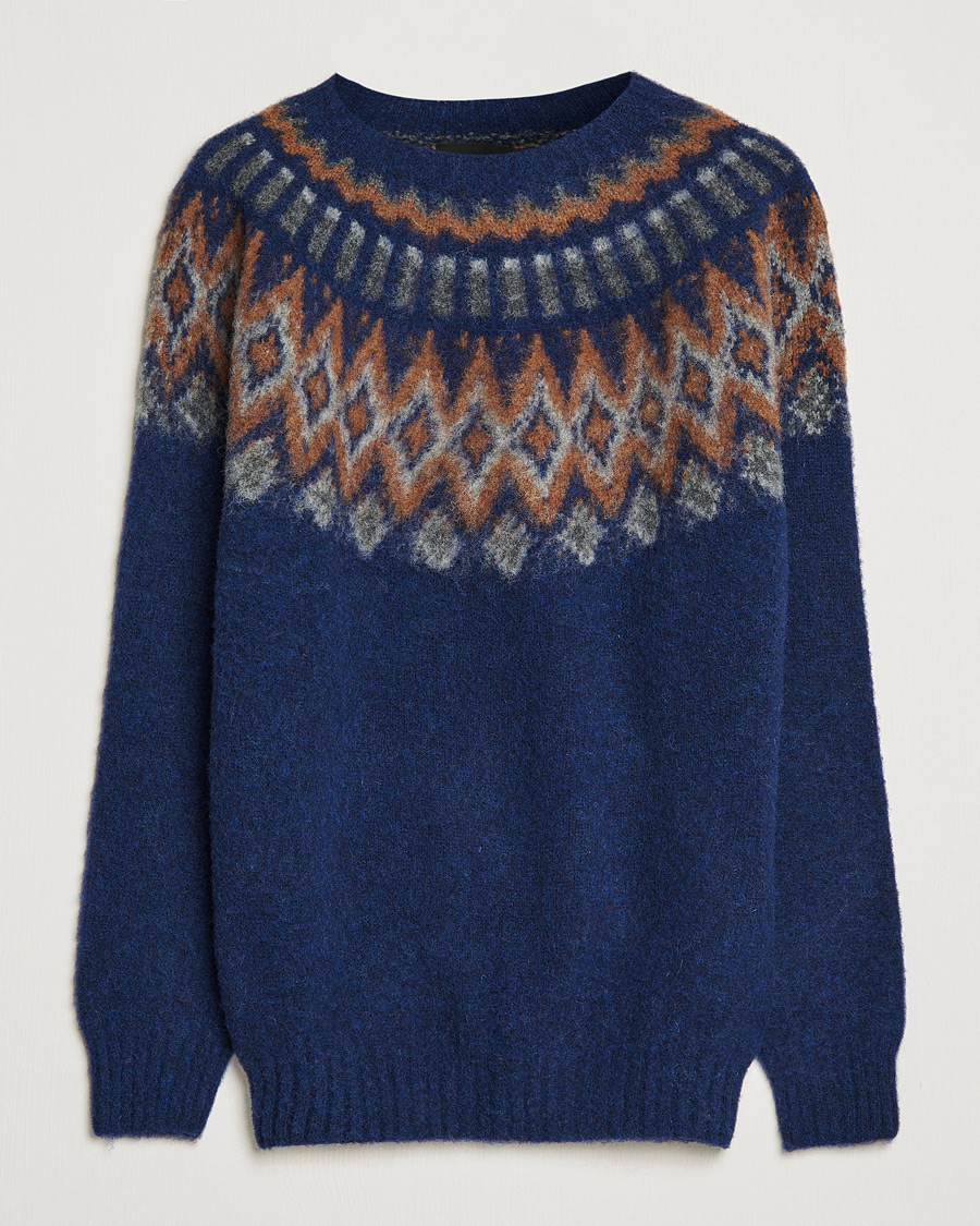 Men | Sweaters & Knitwear | Howlin' | Brushed Wool Fair Isle Crew Sweater Magic Blue