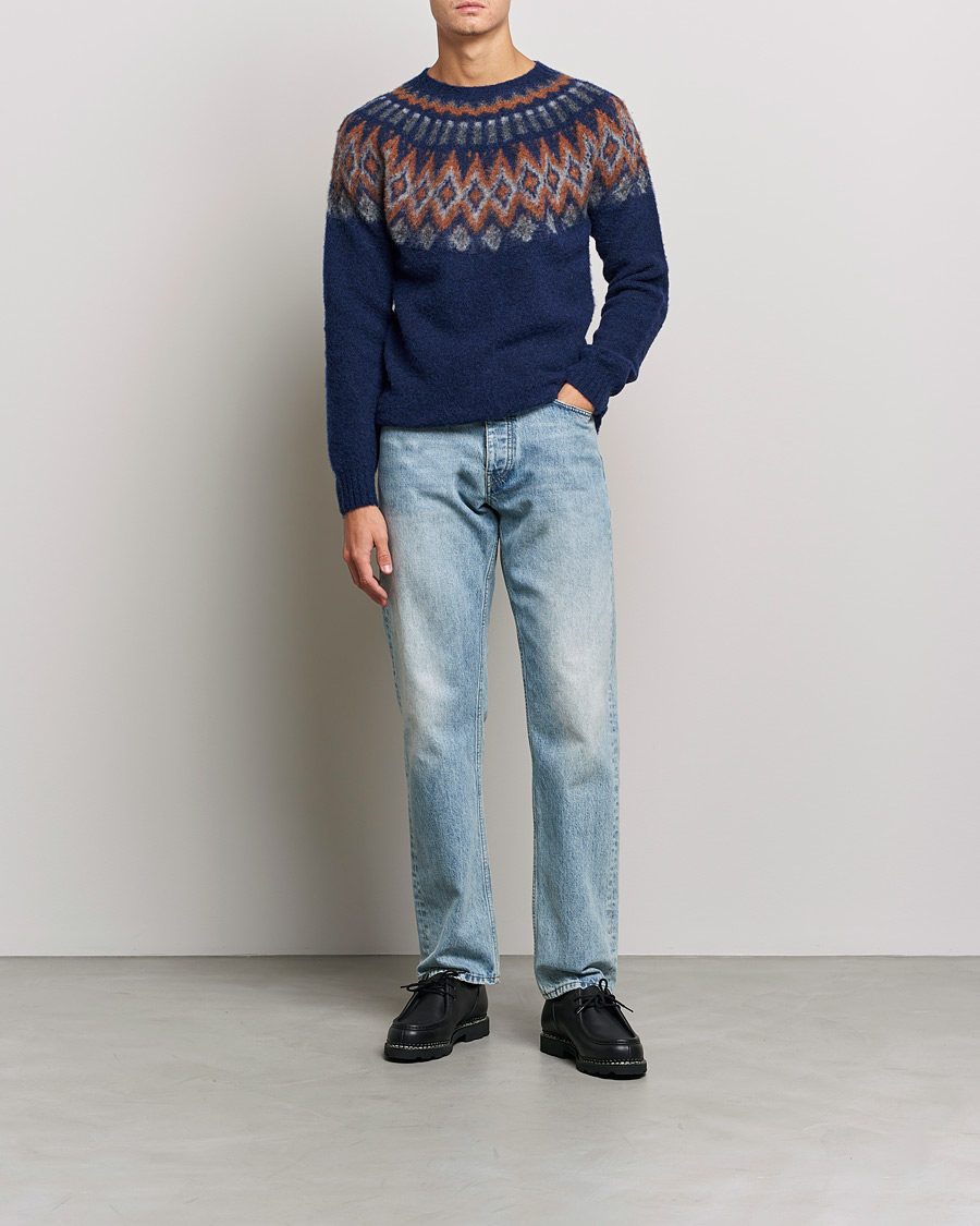 Men | Sweaters & Knitwear | Howlin' | Brushed Wool Fair Isle Crew Sweater Magic Blue