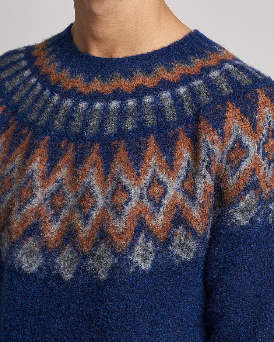 Men | Sweaters & Knitwear | Howlin' | Brushed Wool Fair Isle Crew Sweater Magic Blue