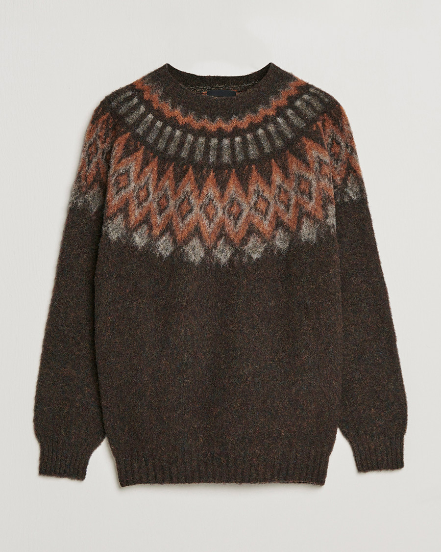 Men | Knitted Jumpers | Howlin' | Brushed Wool Fair Isle Crew Sweater Moongrass