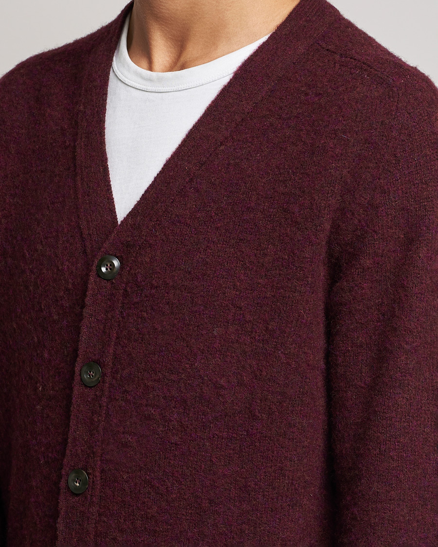 Men | Sweaters & Knitwear | Howlin' | Brushed Wool Cardigan Bordeaux