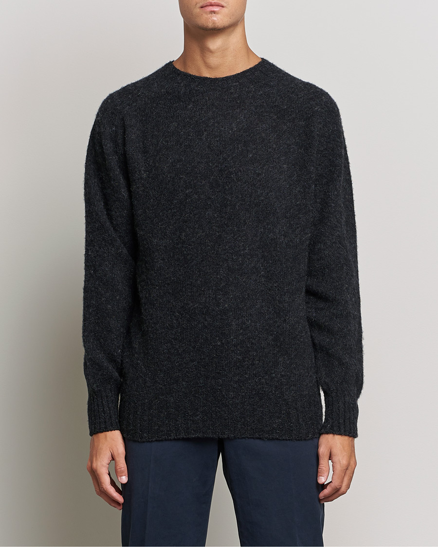 Men | Sweaters & Knitwear | Howlin' | Brushed Wool Sweater Charcoal