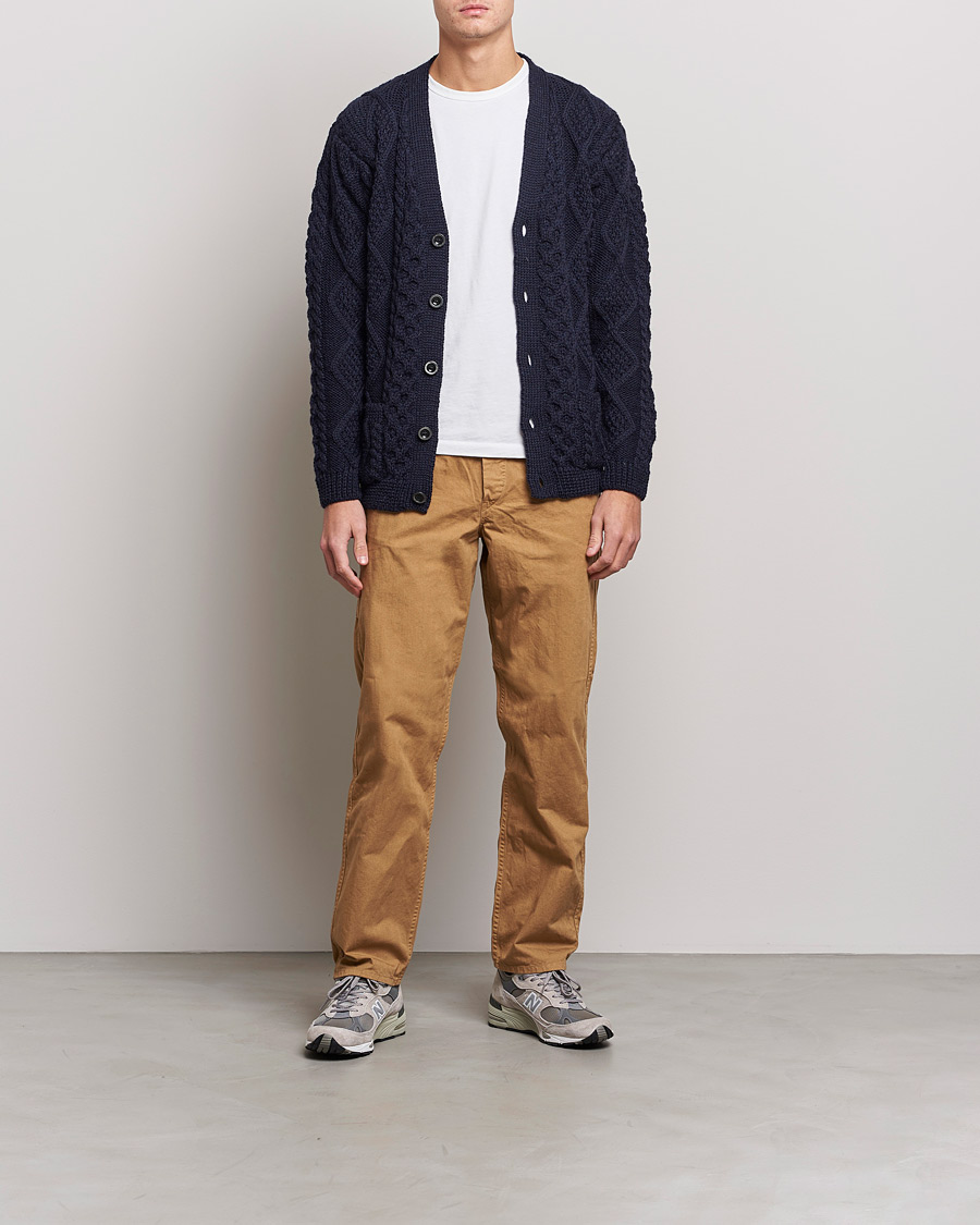 Men | Sweaters & Knitwear | Howlin' | Cable Knitted Wool Cardigan Navy