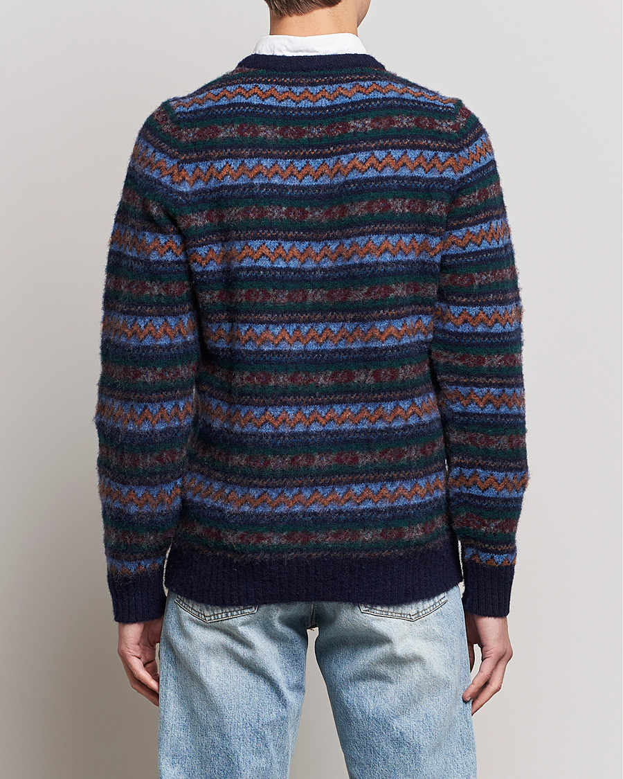Men | Sweaters & Knitwear | Howlin' | Brushed Wool All Over Fair Isle Crew Neck Navy