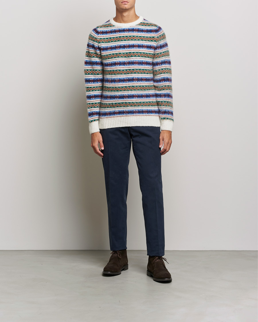 Men |  | Howlin' | Brushed Wool All Over Fair Isle Crew Neck White