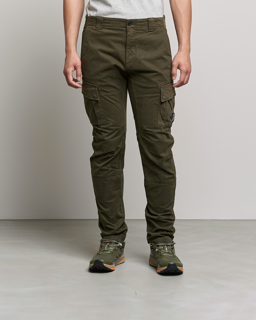 Men | Trousers | C.P. Company | Stretch Satin Lens Cargo Pants Olive
