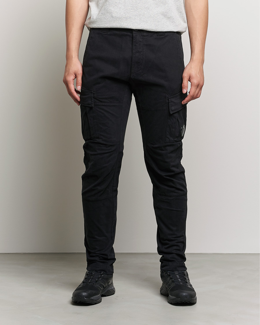 Men | Trousers | C.P. Company | Stretch Satin Lens Cargo Pants Black