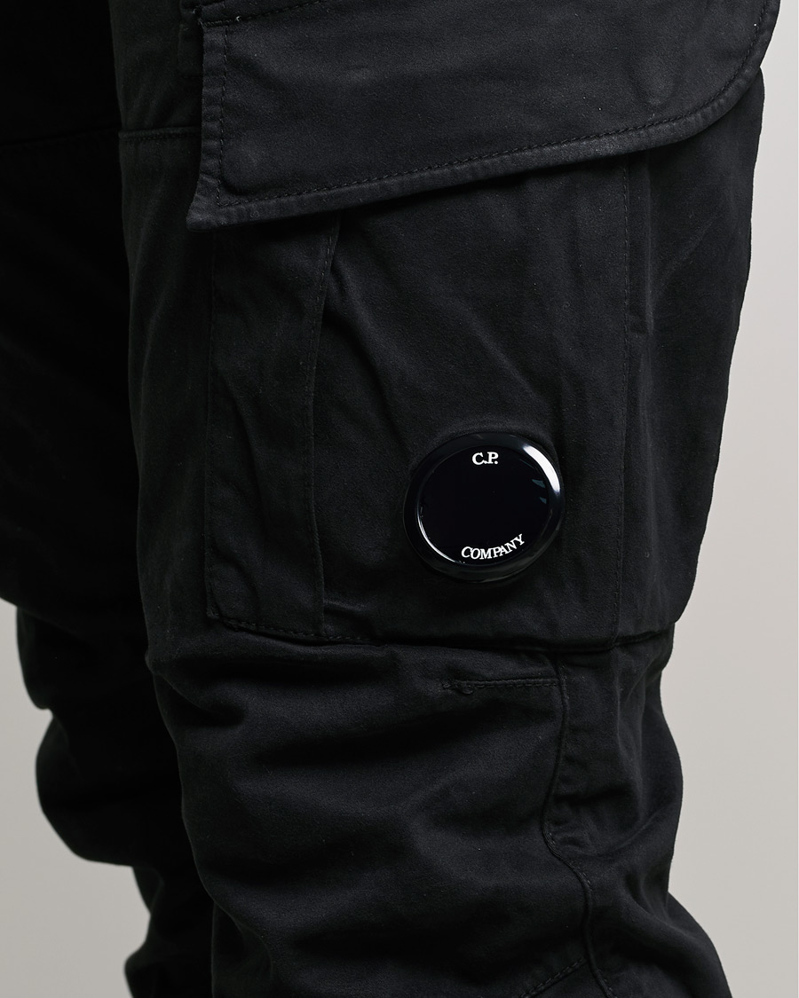 Men | Trousers | C.P. Company | Stretch Satin Lens Cargo Pants Black