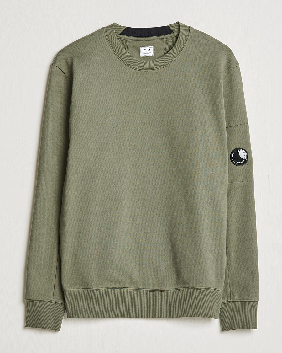 Men | Sweaters & Knitwear | C.P. Company | Diagonal Raised Fleece Lens Sweatshirt Green
