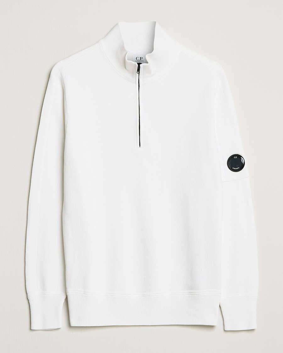 Men | Sweaters & Knitwear | C.P. Company | Knitted Cotton Lens Half Zip White