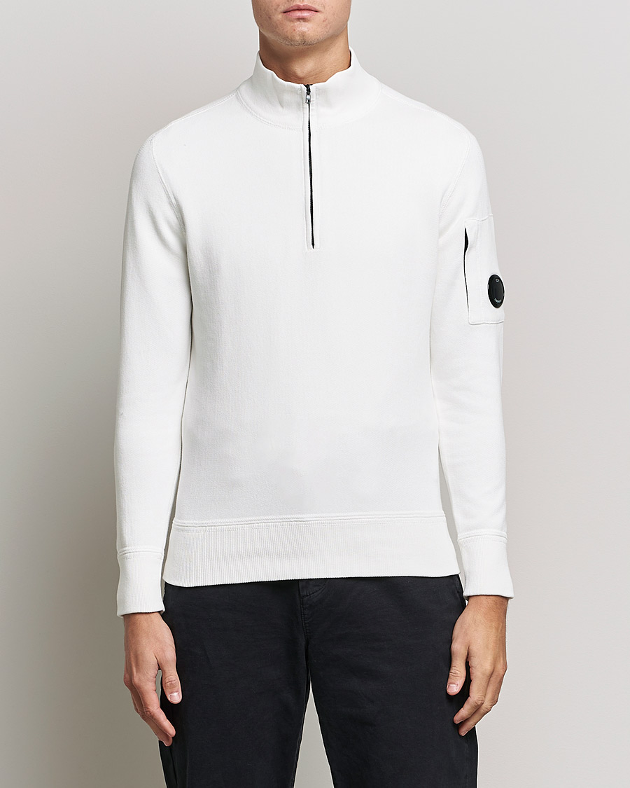 Men | Sweaters & Knitwear | C.P. Company | Knitted Cotton Lens Half Zip White