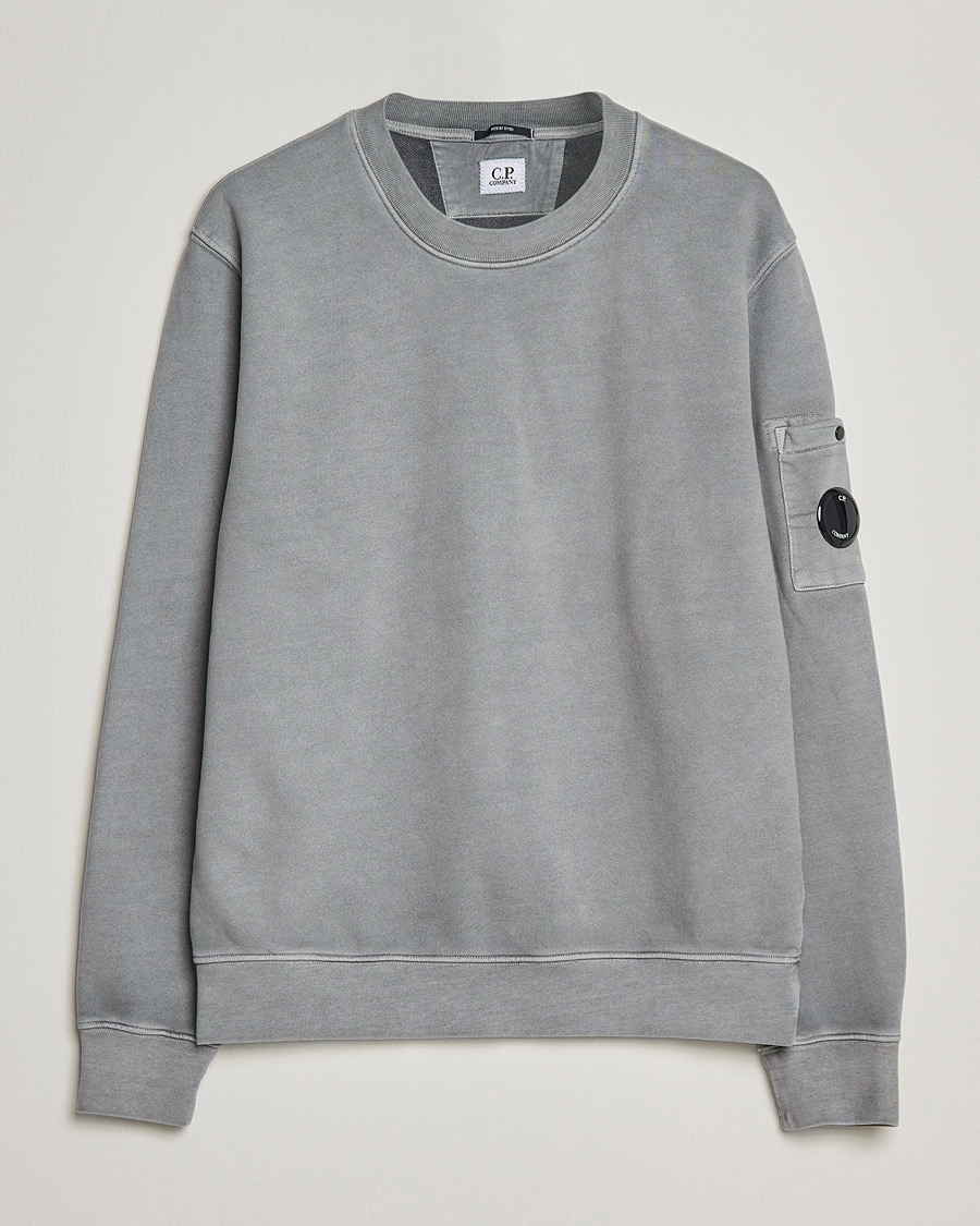 Men | Sweaters & Knitwear | C.P. Company | Brushed Emerized Diagonal Fleece Sweat Grey