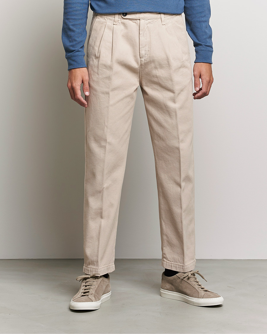 Men | Trousers | Massimo Alba | Strallo Pleated Chinos Beige