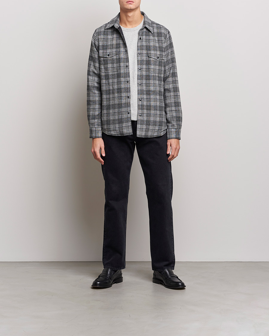 Men |  | Aspesi | Padded Wool Overshirt Grey Check