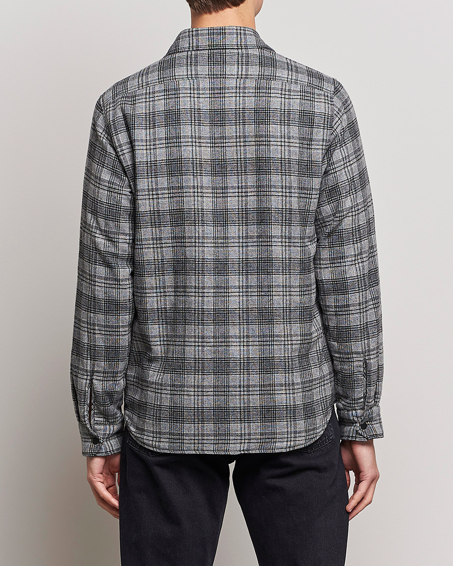 Men | Coats & Jackets | Aspesi | Padded Wool Overshirt Grey Check