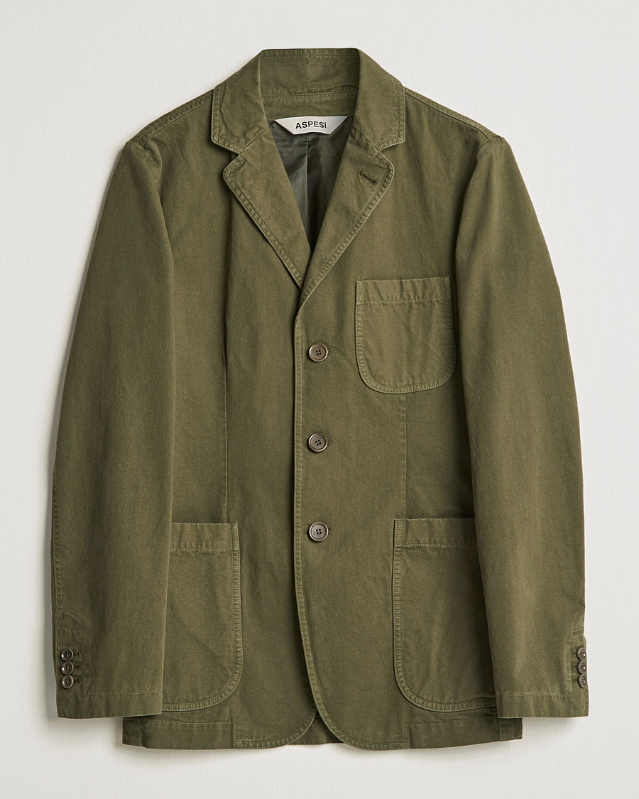 Men | Cotton Blazers | Aspesi | Murakami Cotton Blazer Military Green