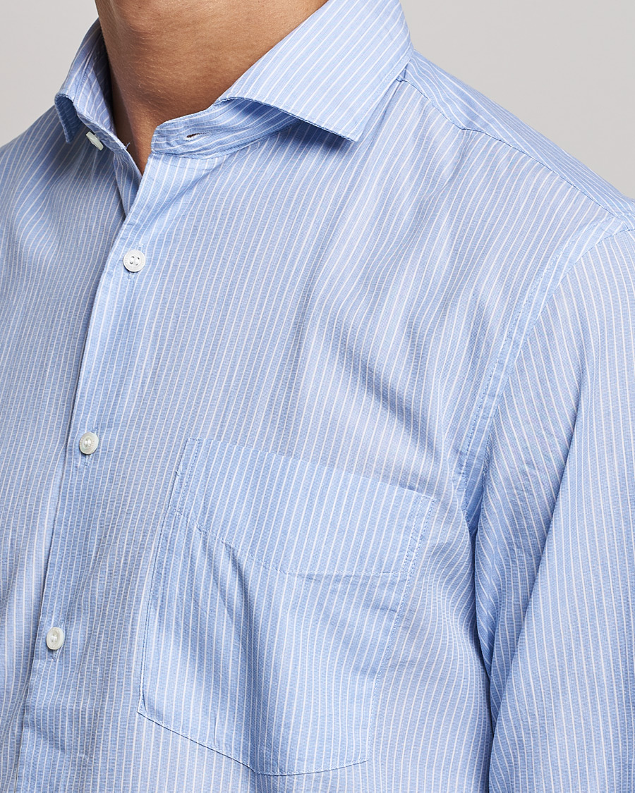 Men | Shirts | Aspesi | Striped Poplin Shirt Light Blue