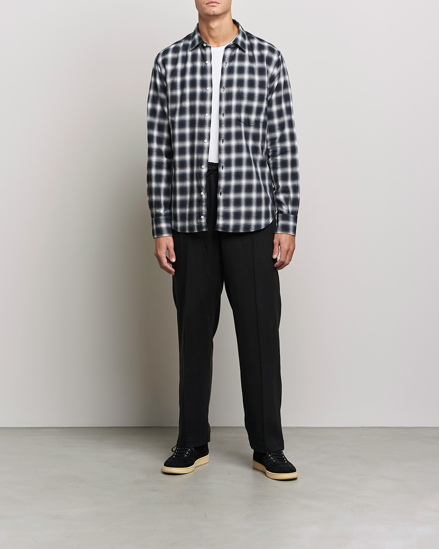 Men | Shirts | Aspesi | Checked Flannel Shirt Blue/Grey