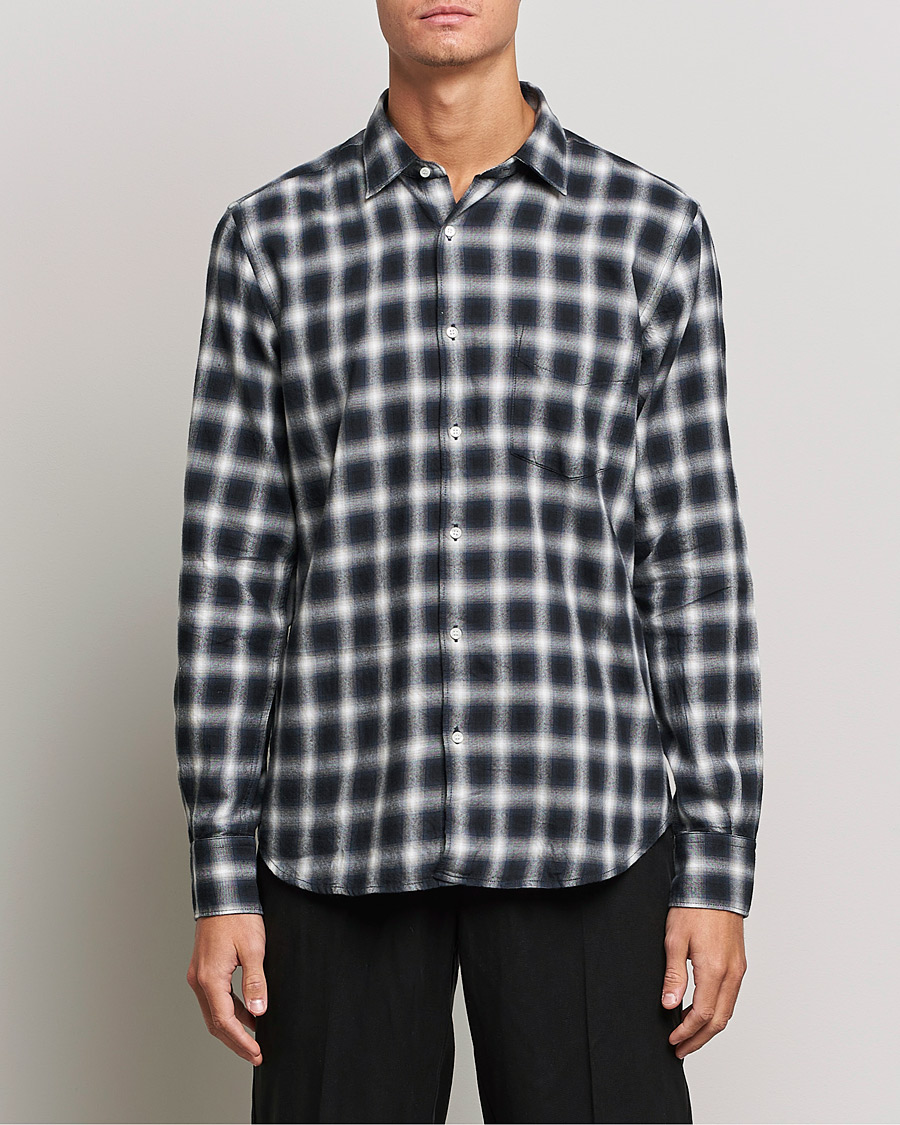 Men |  | Aspesi | Checked Flannel Shirt Blue/Grey