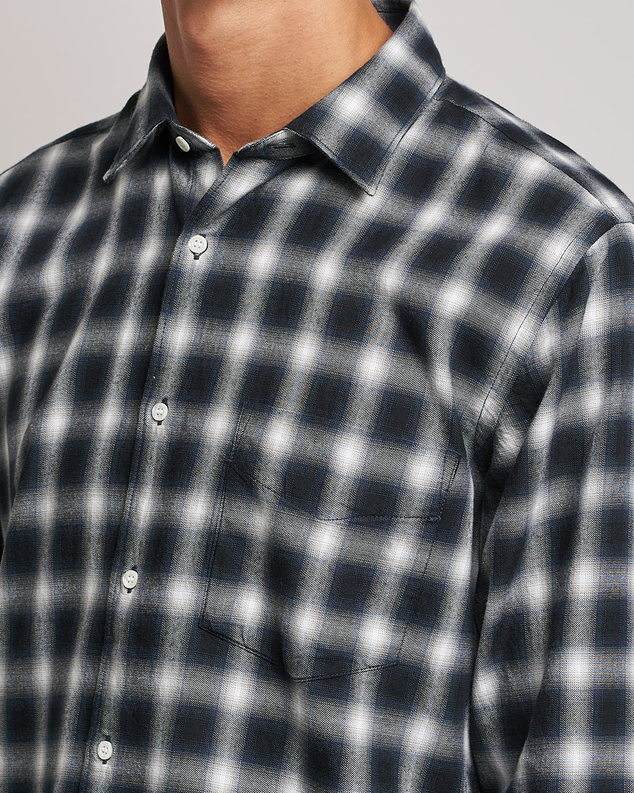 Men | Shirts | Aspesi | Checked Flannel Shirt Blue/Grey