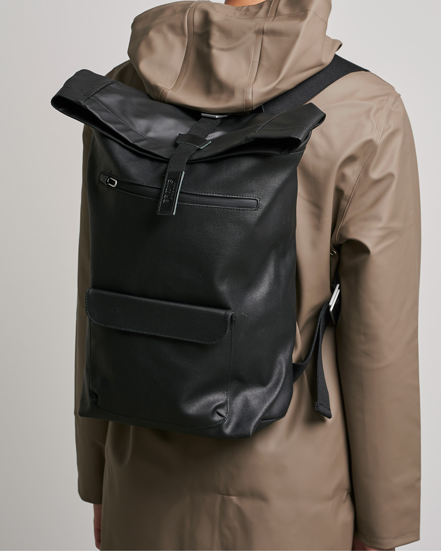 Men | Backpacks | Brooks England | Rivington Cotton Canvas 18L Rolltop Backpack Black