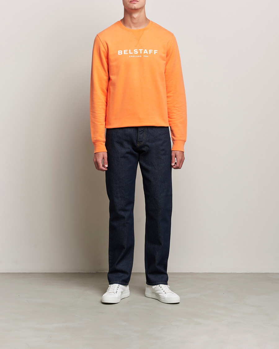 Men | Sweaters & Knitwear | Belstaff | 1924 Crew Neck Logo Sweat Signal Orange